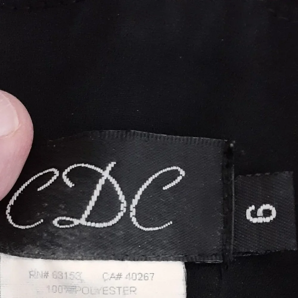 CDC Spaghetti Strap, Black w White Polka Dot Short Fit & Flare Dress; Size 6